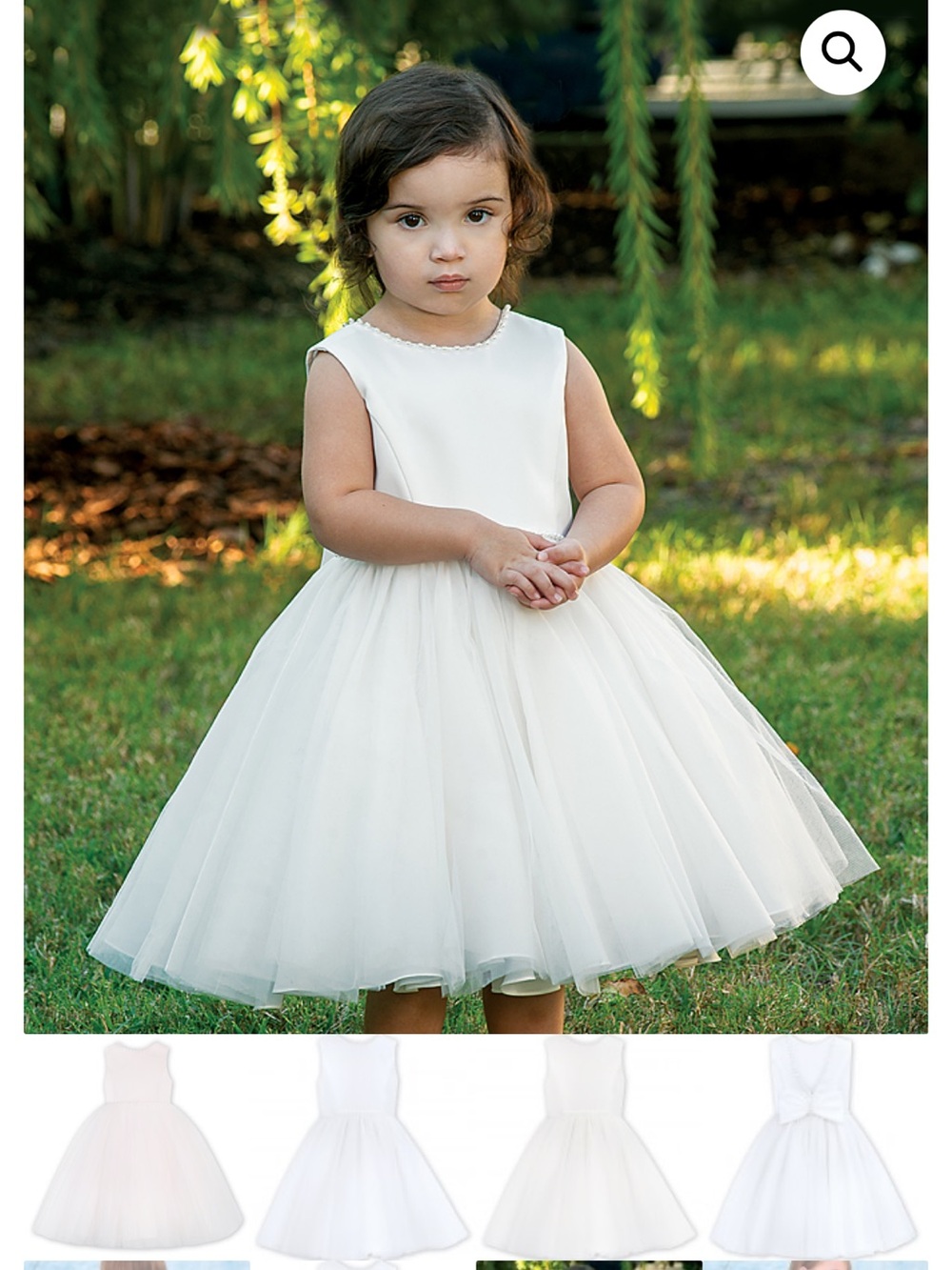 Sarah Louise Elegant White Tulle Flower Girl Dress for Kids with Pearls